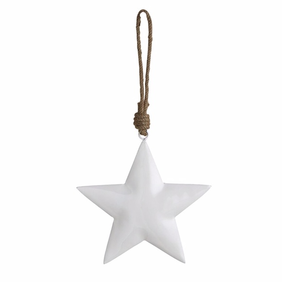 Enamel Nursery Decor WHITE STAR Ornament - Picture 1 of 1
